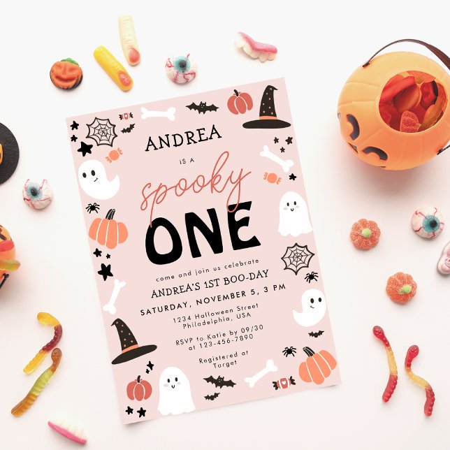 Modern Cute Spooky One Halloween First Birthday  Invitation (Creator Uploaded)