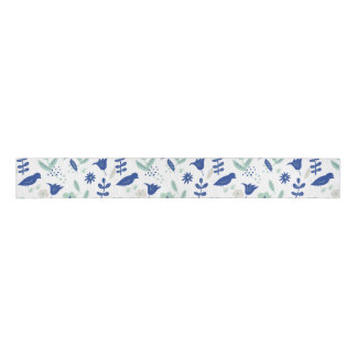 Modern cute spring tulip & bird blue and mint grosgrain ribbon