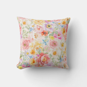 Modern Cute Spring Watercolor Floral Pattern Cushion