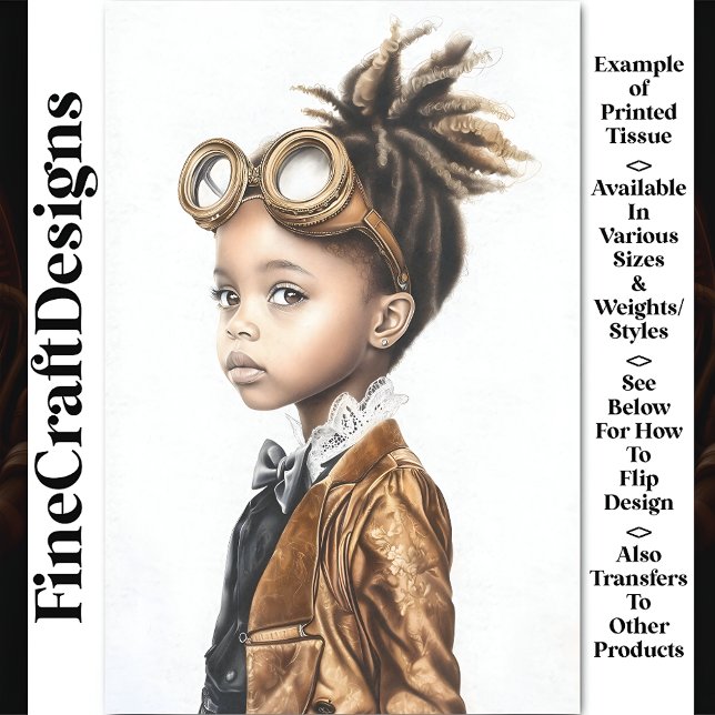 Modern Cute Steampunk Child Dark Skin Y1 Decoupage Tissue Paper (Creator Uploaded)