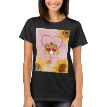 Modern Cute Sunflower Romance, Frogs in Love