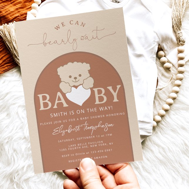 Modern Cute Teddy Bear Neutral Baby Shower Invitation (Creator Uploaded)