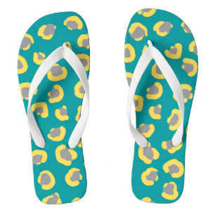 Modern cute tiger animals cheetah leopard blue thongs