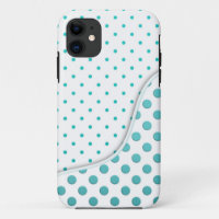 Modern Cute Turquoise and White Polka Dot Design
