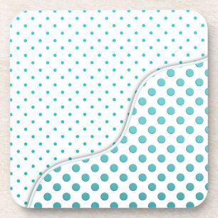 Modern Cute Turquoise and White Polka Dot Design Coaster