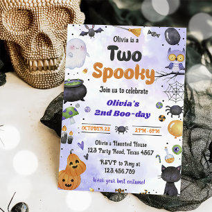 Modern Cute Two Spooky Halloween 2nd Birthday Invitation