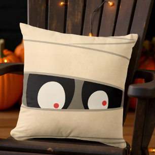 Modern Cute Typography Mummy Monster Halloween Cushion