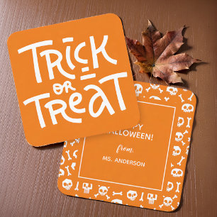 Modern Cute Typography Trick Or Treat Halloween Enclosure Card
