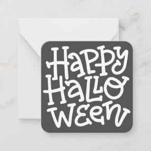 Modern Cute Typography White Skull Happy Halloween Card