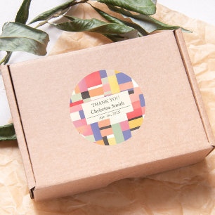 Modern Cute Vivid Colour Block Retirement Thank Yo Classic Round Sticker