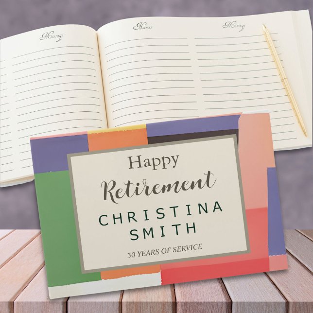 Modern Cute Vivid Colour Blocks Retirement Party Guest Book (Modern Cute Vivid Color Blocks Retirement Party Guest Book)