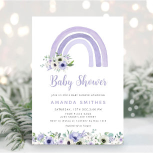 Modern Cute Watercolor Boho Rainbow Baby Shower Invitation
