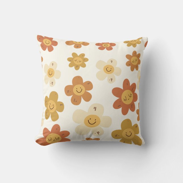 Modern Cute Watercolor Floral Pattern Cushion (Front)
