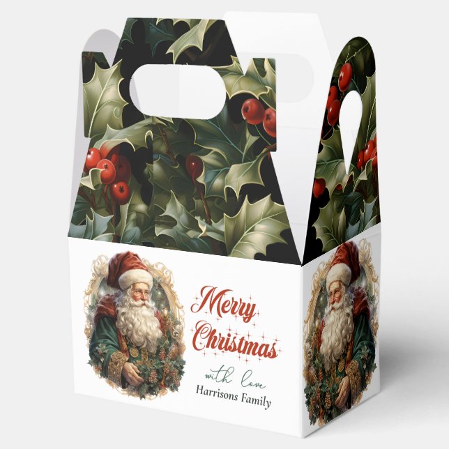 Modern Cute Watercolor Retro Classic Santa Claus  Favour Box (Opened)