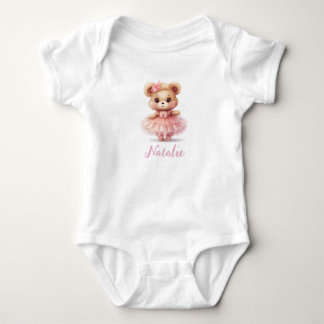 Modern Cute Watercolor Teddy bear Girl  Baby Bodysuit