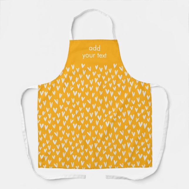 Modern Cute White Girly Small Hearts Pattern Apron (Front)