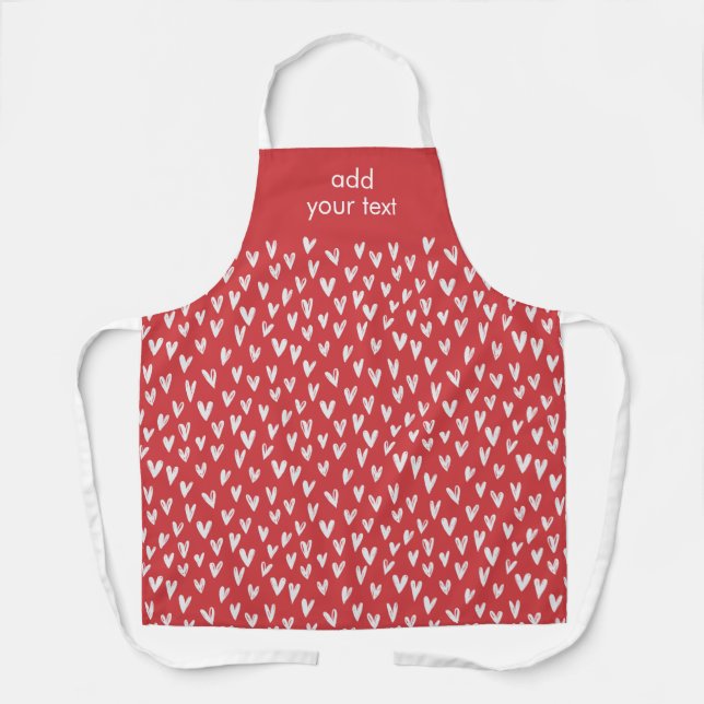 Modern Cute White Girly Small Hearts Pattern Apron (Front)