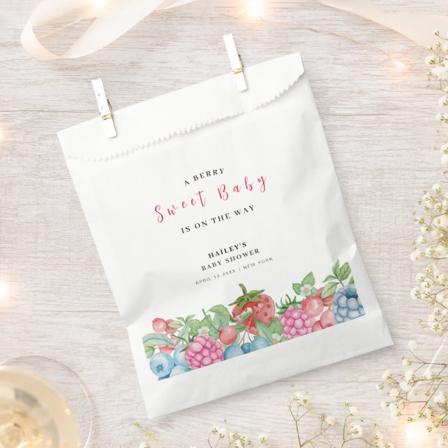 Modern Cute Wild Berry Sweet Baby Shower  Favour Bag (Clipped)