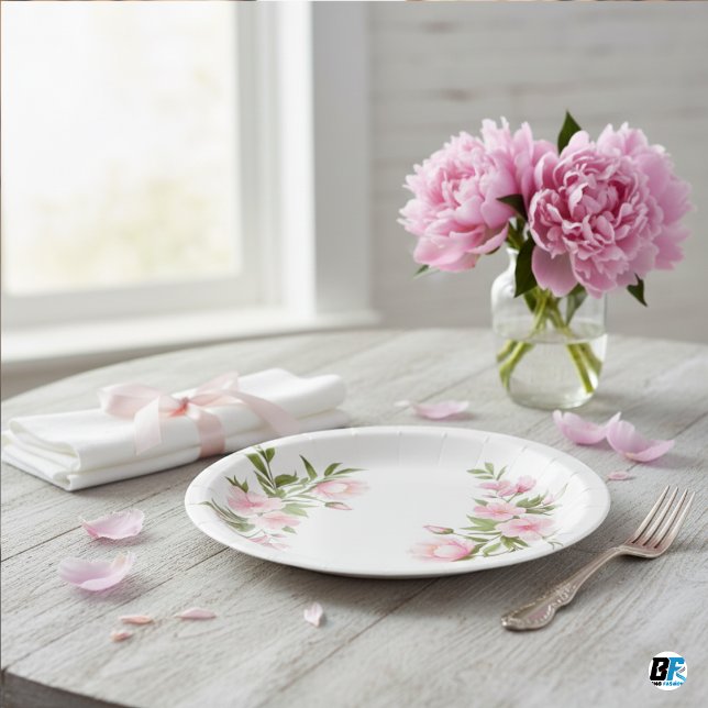 Modern Cute Wildflower Garden Greenery Baby Shower Paper Plate (Creator Uploaded)