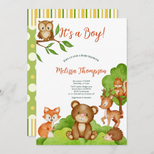 Modern Cute Woodland Animals Forest Friends Invitation
