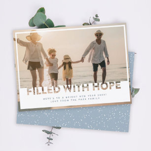 Modern Cutout   Filled with Hope Photo New Years Holiday Card