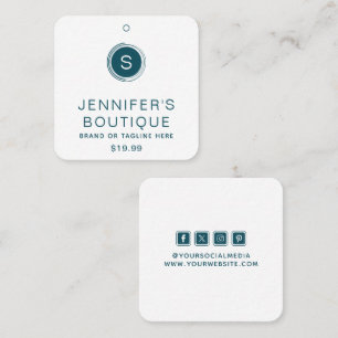 Modern Cyan White Boutique Branding Calling Card