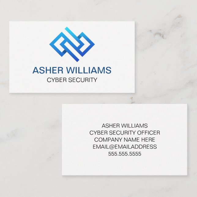 Modern Cyber Security Computer Technology Business Card (Front/Back)