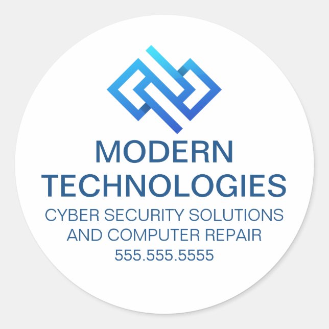 Modern Cyber Security Computer Technology Company Classic Round Sticker (Front)