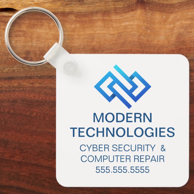 Modern Cyber Security Computer Technology Company Key Ring (Front)