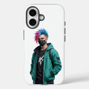 Modern Cyberpunk Anime Boy Graphic iPhone 15 Case