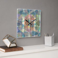 Modern Cyberpunk Geometric Op Art Wall Clock