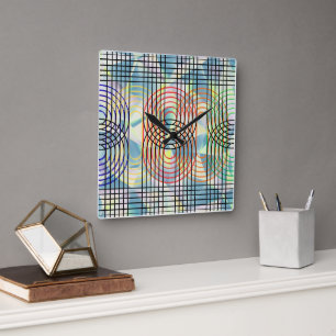 Modern Cyberpunk Geometric Op Art Wall Clock