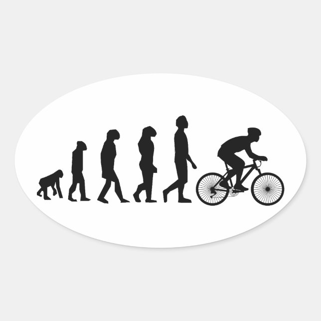 Modern Cycling Human Evolution Scheme Oval Sticker (Front)