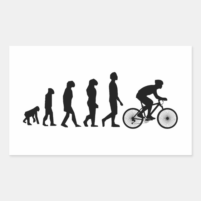 Modern Cycling Human Evolution Scheme Rectangular Sticker (Front)