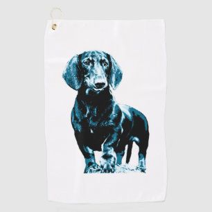 Modern dachshund design   golf towel