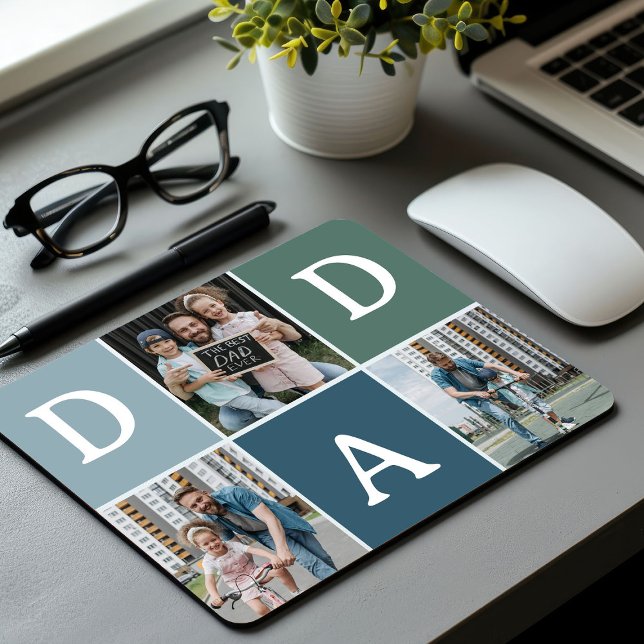 Modern 'DAD' 3 Photo Gift Mouse Pad (Creator Uploaded)