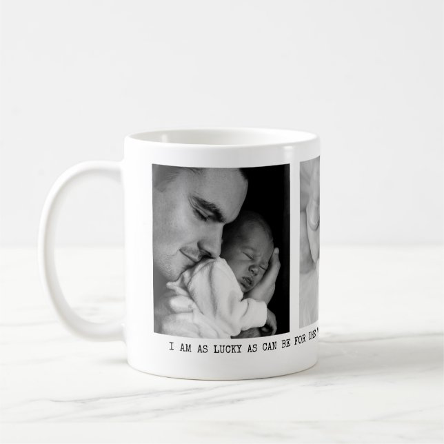 Modern, Dad, 3 photos personalised message Coffee Mug (Left)