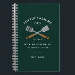 Modern Dad BBQ Father Personalized Recipe Notebook<br><div class="desc">Cute Flippin' Awesome dad design that makes a great gift for a cook or a chef dad in your life. Perfect for Father's Day or birthday for the chef dad or the daddy who knows his way around the kitchen</div>