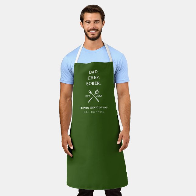 Modern Dad Chef Sober Proud Of & You Kids Names Apron (Worn)