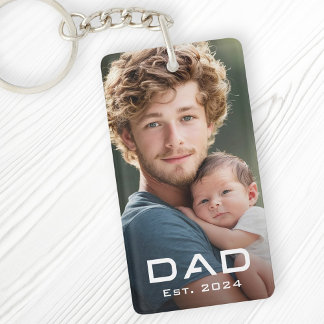 Modern dad est year father's day new baby photo key ring