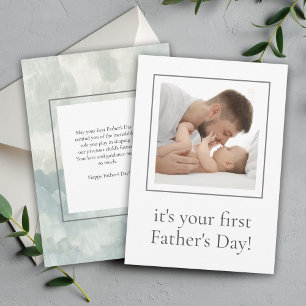 Modern Dad First Father Day with Your Photo Holiday Card
