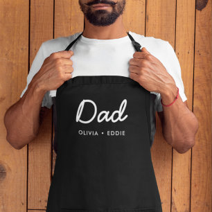 Modern Dad Kids Names Father's Day Script Apron