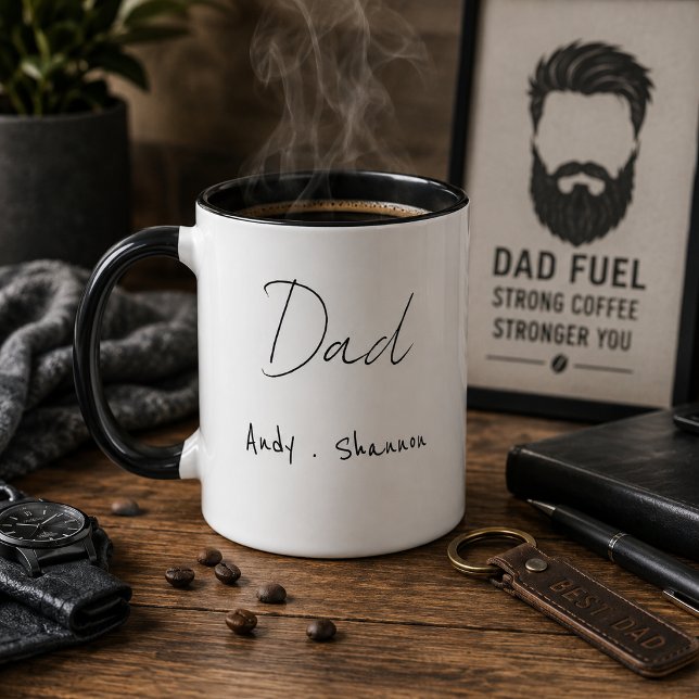 Modern Dad | Kids Names Father's Day Script Coffee Mug (Creator Uploaded)