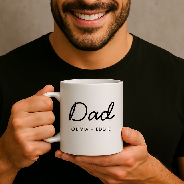 Modern Dad | Kids Names Father's Day Script Coffee Mug (Creator Uploaded)