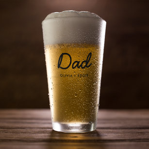 Modern Dad   Kids Names Father's Day Script Glass