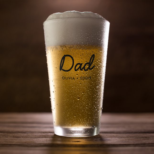 Modern Dad | Kids Names Father's Day Script Glass (Creator Uploaded)
