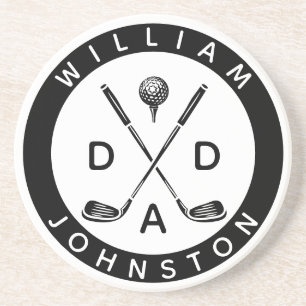 Modern Dad Personalised Name Golf Lover Clubs  Coaster