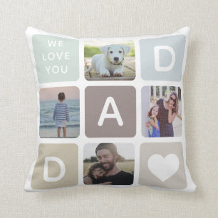 Modern Dad Photo Collage Father's Day Cute Family Cushion
