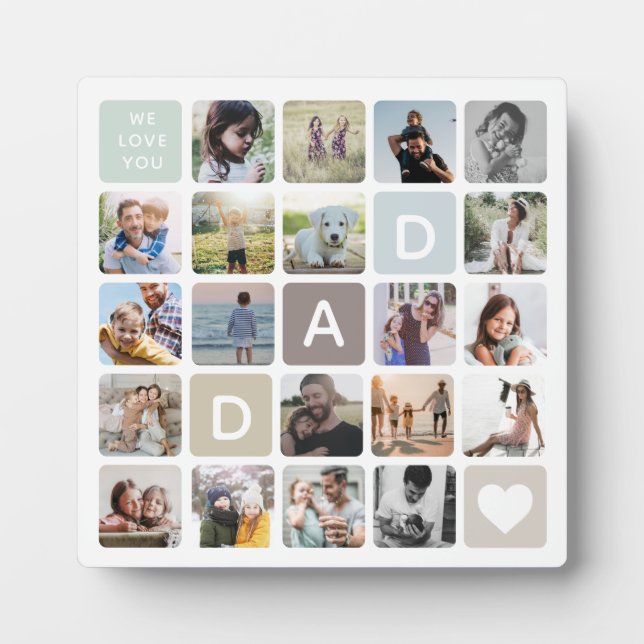 Modern Dad Photo Collage Father's Day Family Love Plaque (Front)