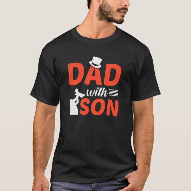 Modern Dad with Son Father's Day Daddy Papa T-Shirt (Front)